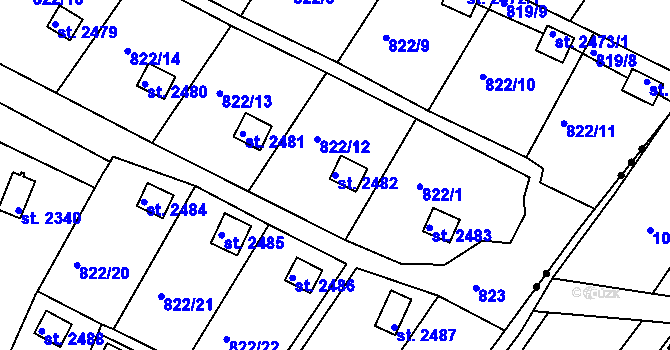 Parcela st. 2482 v KÚ Krásno nad Bečvou, Katastrální mapa