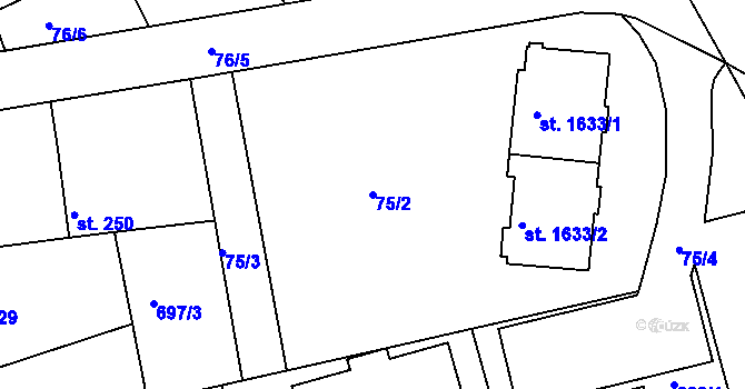 Parcela st. 75/2 v KÚ Krásno nad Bečvou, Katastrální mapa
