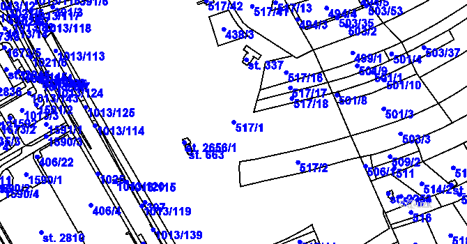 Parcela st. 517/1 v KÚ Krásno nad Bečvou, Katastrální mapa