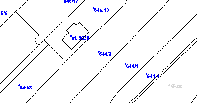 Parcela st. 644/3 v KÚ Krásno nad Bečvou, Katastrální mapa