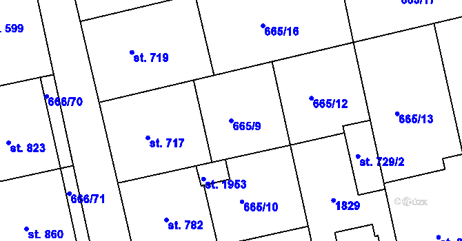 Parcela st. 665/9 v KÚ Krásno nad Bečvou, Katastrální mapa