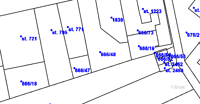 Parcela st. 666/48 v KÚ Krásno nad Bečvou, Katastrální mapa