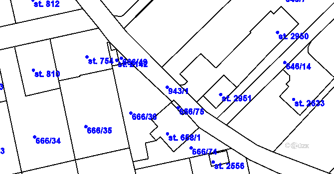 Parcela st. 943/1 v KÚ Krásno nad Bečvou, Katastrální mapa