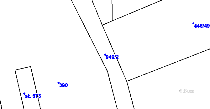 Parcela st. 949/2 v KÚ Krásno nad Bečvou, Katastrální mapa