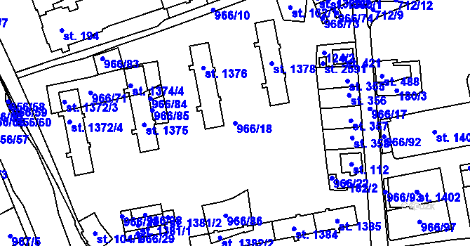 Parcela st. 966/18 v KÚ Krásno nad Bečvou, Katastrální mapa