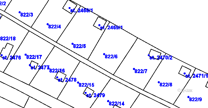 Parcela st. 822/6 v KÚ Krásno nad Bečvou, Katastrální mapa