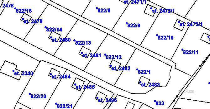 Parcela st. 822/12 v KÚ Krásno nad Bečvou, Katastrální mapa