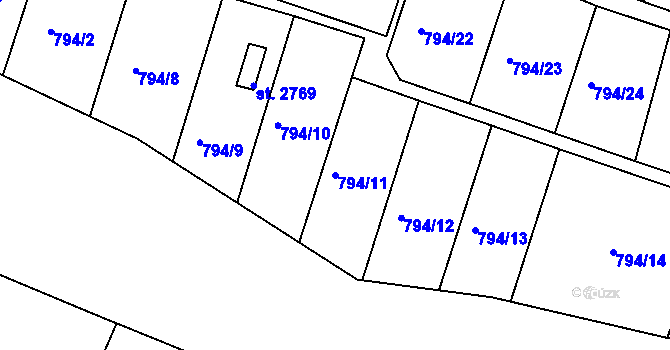 Parcela st. 794/11 v KÚ Krásno nad Bečvou, Katastrální mapa