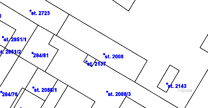 Parcela st. 2008 v KÚ Krásno nad Bečvou, Katastrální mapa