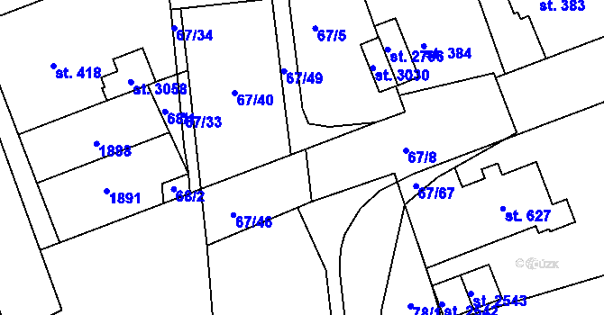 Parcela st. 67/48 v KÚ Krásno nad Bečvou, Katastrální mapa