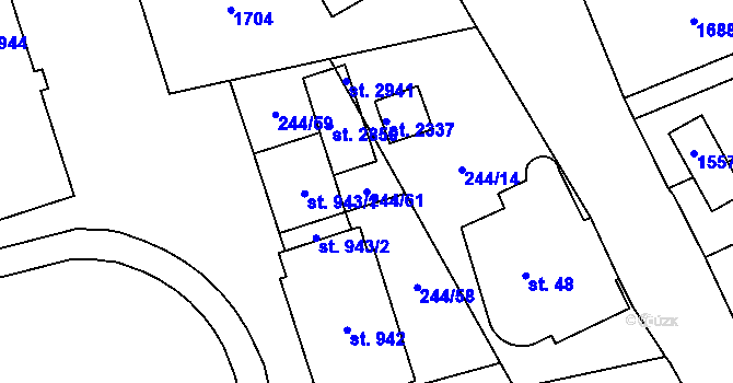 Parcela st. 244/61 v KÚ Krásno nad Bečvou, Katastrální mapa