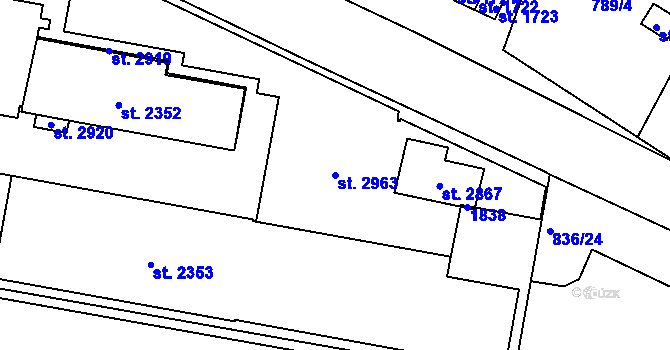 Parcela st. 2963 v KÚ Krásno nad Bečvou, Katastrální mapa