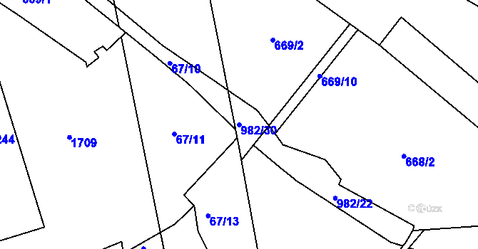 Parcela st. 982/30 v KÚ Krásno nad Bečvou, Katastrální mapa