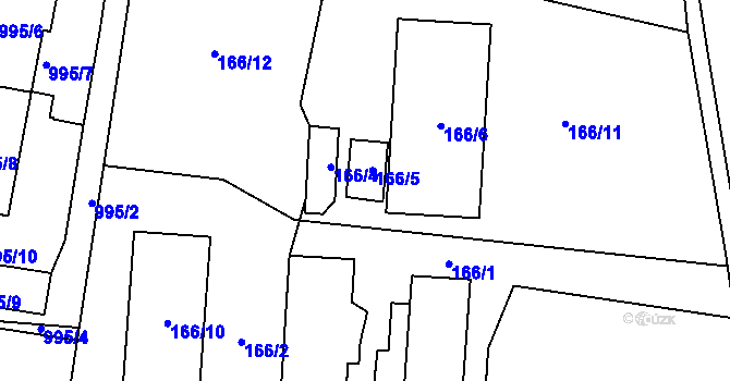Parcela st. 166/5 v KÚ Krhová, Katastrální mapa