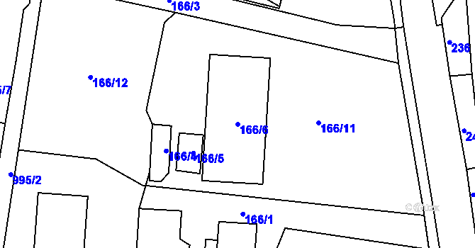 Parcela st. 166/6 v KÚ Krhová, Katastrální mapa