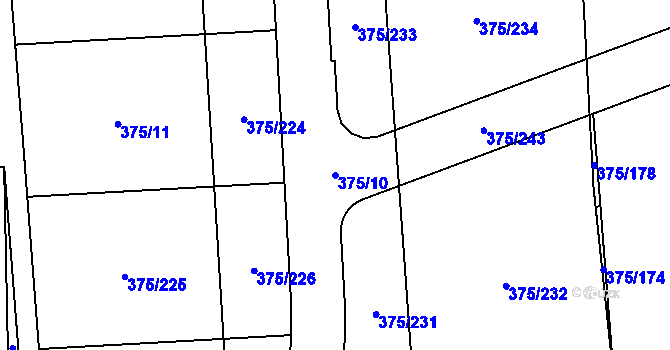 Parcela st. 375/10 v KÚ Krhová, Katastrální mapa