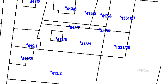 Parcela st. 413/1 v KÚ Krhová, Katastrální mapa