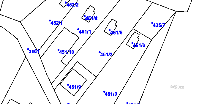 Parcela st. 451/2 v KÚ Krhová, Katastrální mapa