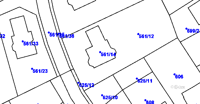Parcela st. 561/14 v KÚ Krhová, Katastrální mapa