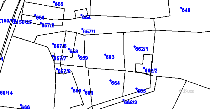 Parcela st. 663 v KÚ Krhová, Katastrální mapa