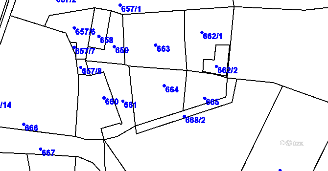 Parcela st. 664 v KÚ Krhová, Katastrální mapa