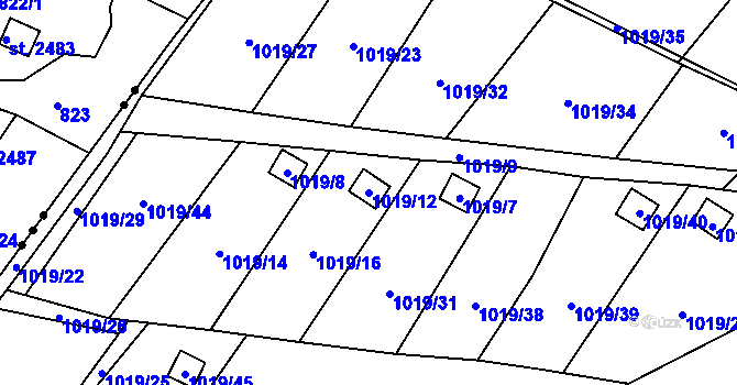 Parcela st. 1019/12 v KÚ Krhová, Katastrální mapa