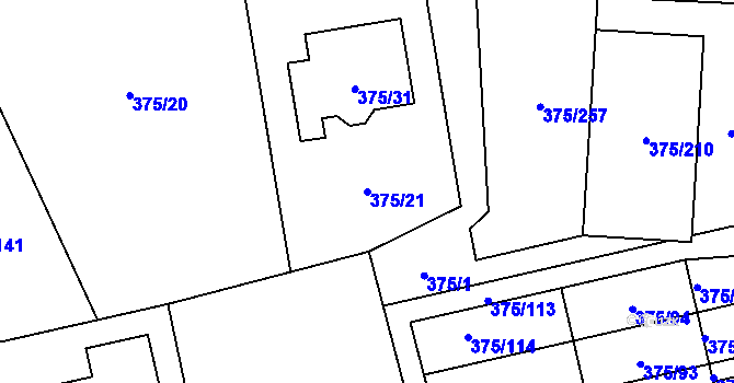 Parcela st. 375/21 v KÚ Krhová, Katastrální mapa