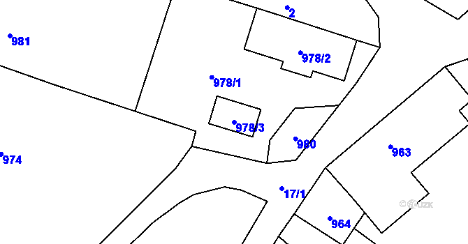 Parcela st. 978/3 v KÚ Krhová, Katastrální mapa