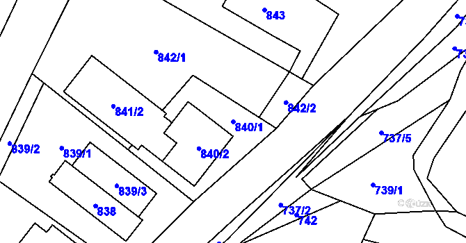 Parcela st. 840/1 v KÚ Krhová, Katastrální mapa