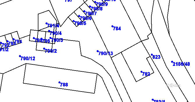 Parcela st. 790/13 v KÚ Krhová, Katastrální mapa