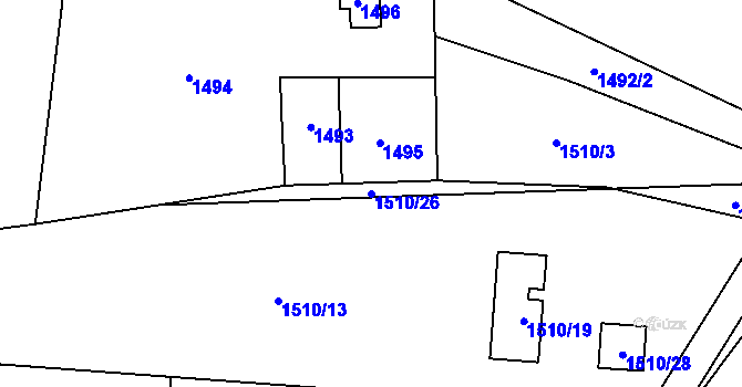 Parcela st. 1510/26 v KÚ Krhová, Katastrální mapa