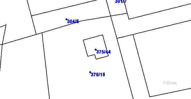 Parcela st. 375/44 v KÚ Krhová, Katastrální mapa