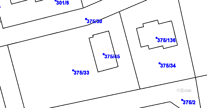 Parcela st. 375/45 v KÚ Krhová, Katastrální mapa