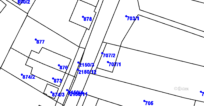 Parcela st. 707/2 v KÚ Krhová, Katastrální mapa