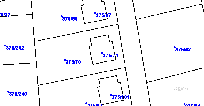 Parcela st. 375/71 v KÚ Krhová, Katastrální mapa