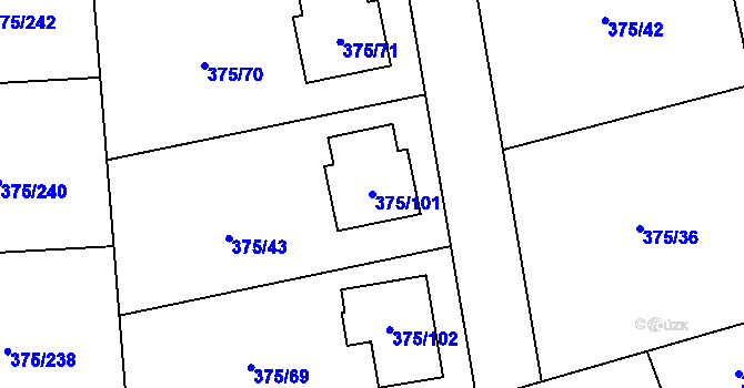 Parcela st. 375/101 v KÚ Krhová, Katastrální mapa