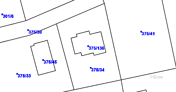 Parcela st. 375/136 v KÚ Krhová, Katastrální mapa