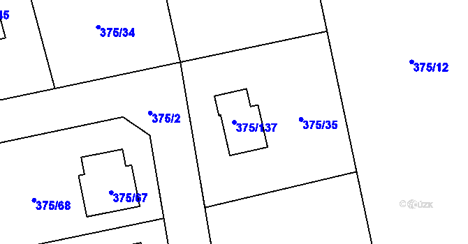 Parcela st. 375/137 v KÚ Krhová, Katastrální mapa