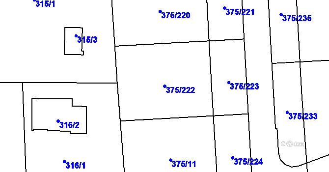 Parcela st. 375/222 v KÚ Krhová, Katastrální mapa