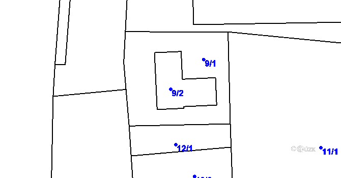Parcela st. 9/2 v KÚ Krhová, Katastrální mapa