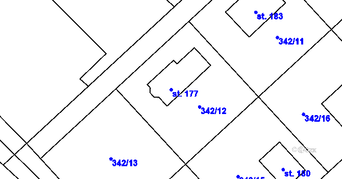 Parcela st. 177 v KÚ Valašské Příkazy, Katastrální mapa