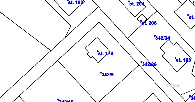 Parcela st. 178 v KÚ Valašské Příkazy, Katastrální mapa