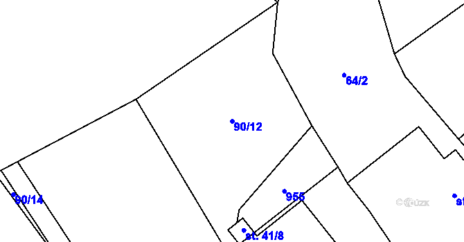 Parcela st. 90/12 v KÚ Valašské Příkazy, Katastrální mapa