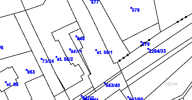 Parcela st. 56/1 v KÚ Valašské Příkazy, Katastrální mapa