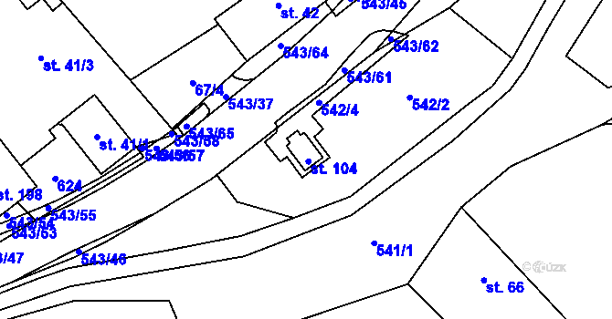 Parcela st. 104 v KÚ Valašské Příkazy, Katastrální mapa