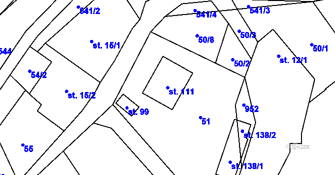 Parcela st. 111 v KÚ Valašské Příkazy, Katastrální mapa