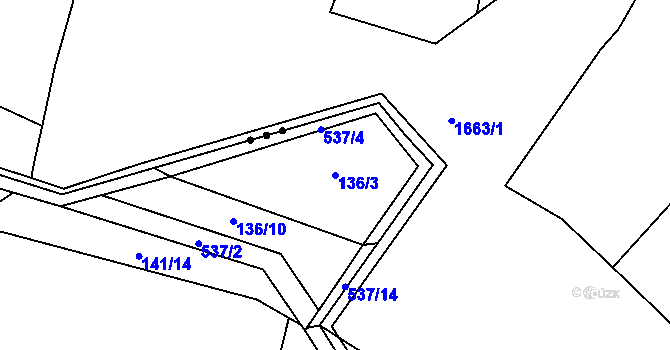 Parcela st. 136/3 v KÚ Valašské Příkazy, Katastrální mapa