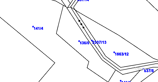 Parcela st. 136/5 v KÚ Valašské Příkazy, Katastrální mapa
