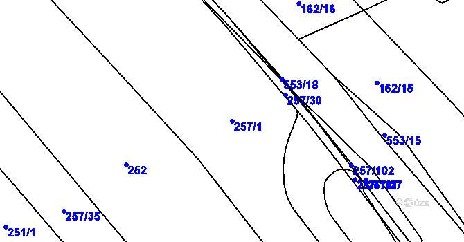 Parcela st. 257/1 v KÚ Valašské Příkazy, Katastrální mapa
