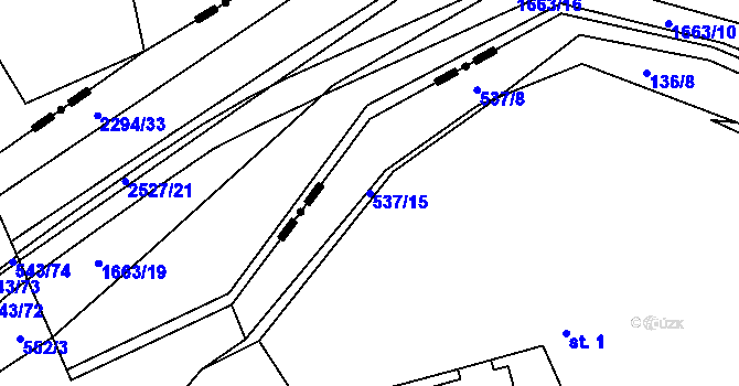 Parcela st. 537/15 v KÚ Valašské Příkazy, Katastrální mapa